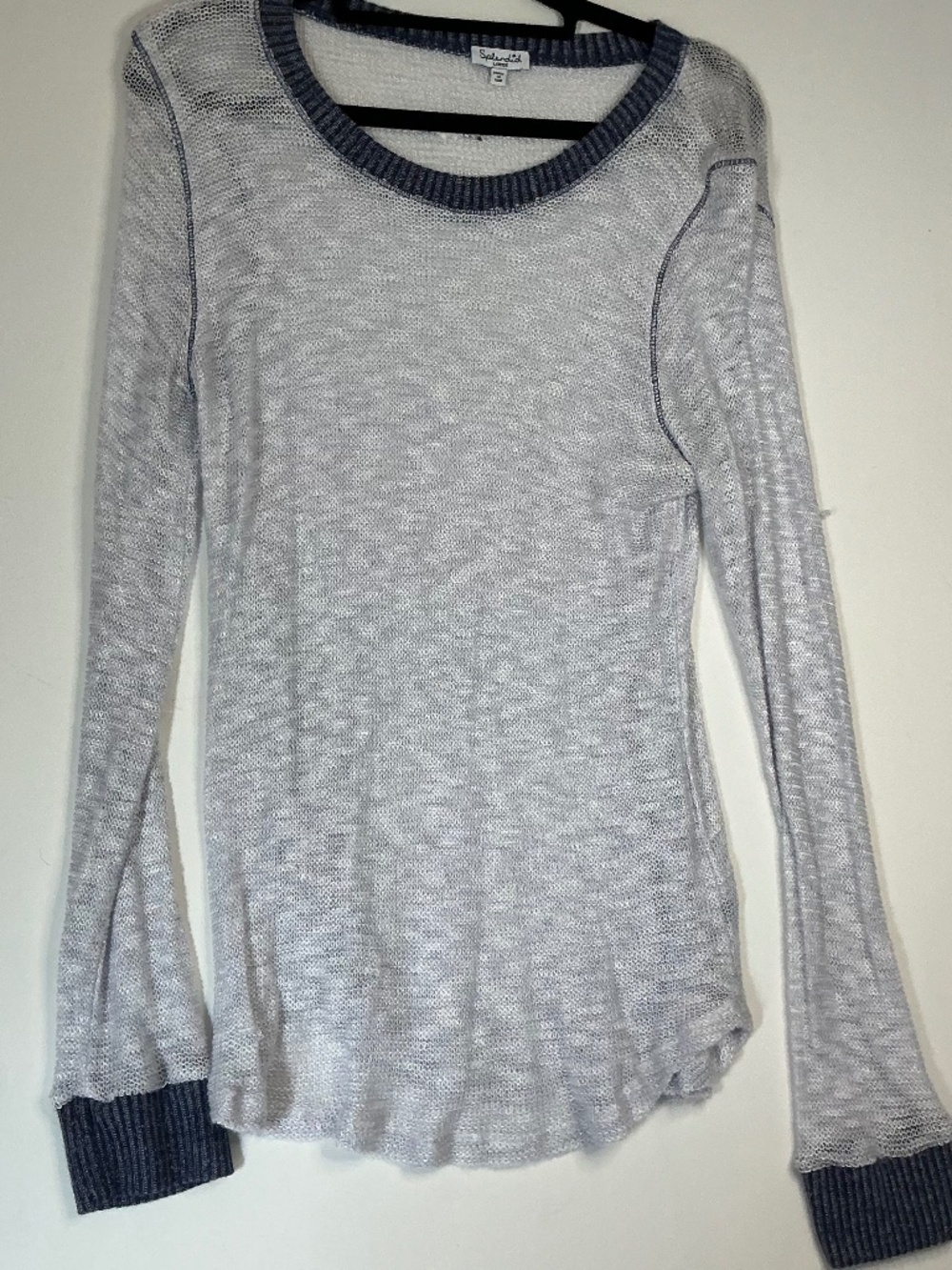 Splendid blue grey long sleeve knit shirt large boho